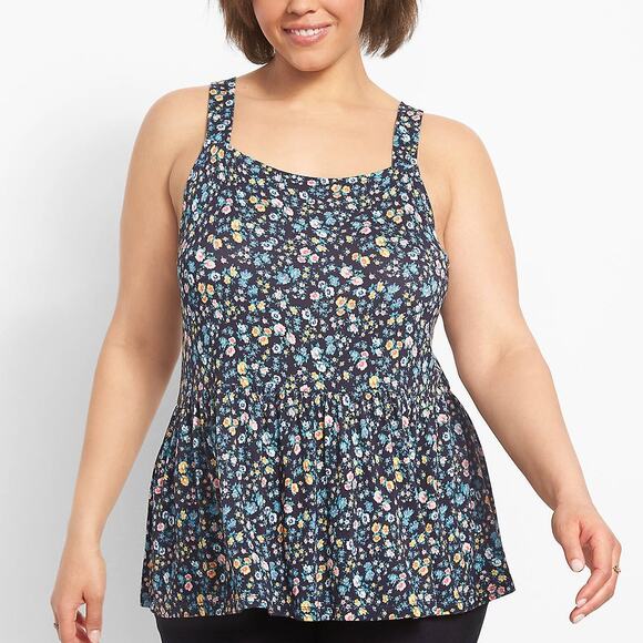 Lane Bryant Sleeveless Square Neck Floral Peplum Tank Top Size 26/28 Plus New - Picture 1 of 15